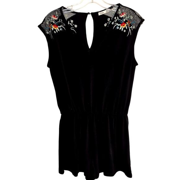 Dex Small Black Embroidered Women's Romper Jumper Shorts Dress Miss Size4 6 S - Picture 2 of 6